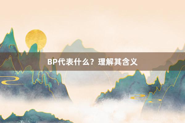 BP代表什么？理解其含义